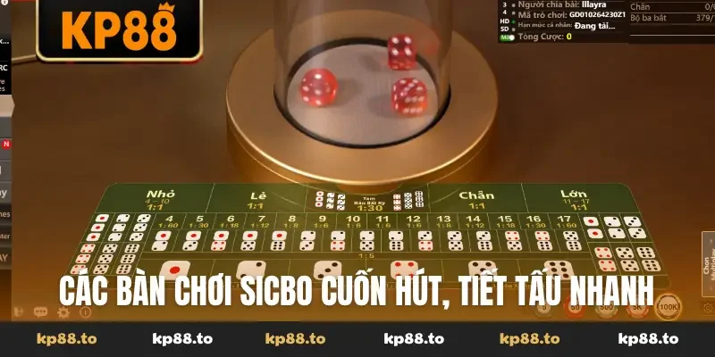 Các bàn chơi sicbo cuốn hút, tiết tấu nhanh